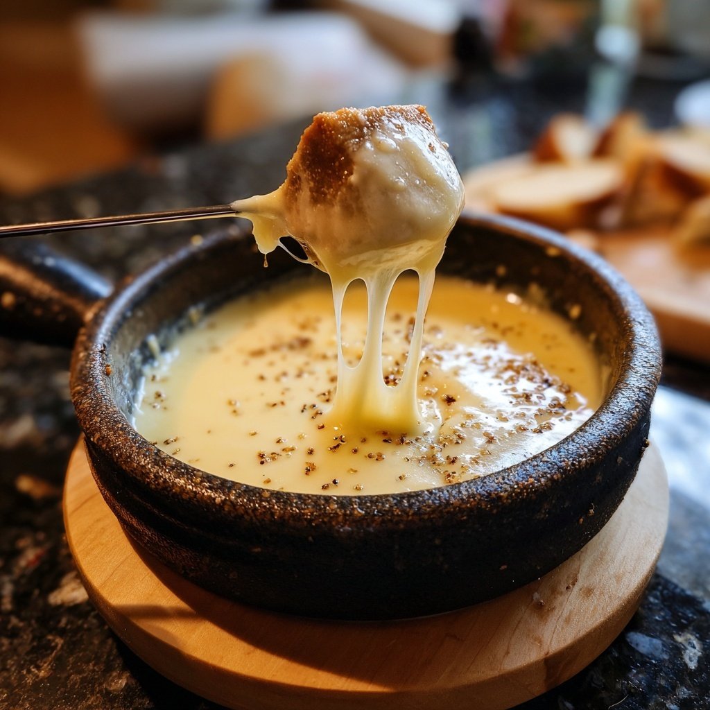 Fondue with Swiss Cheese and Garlic