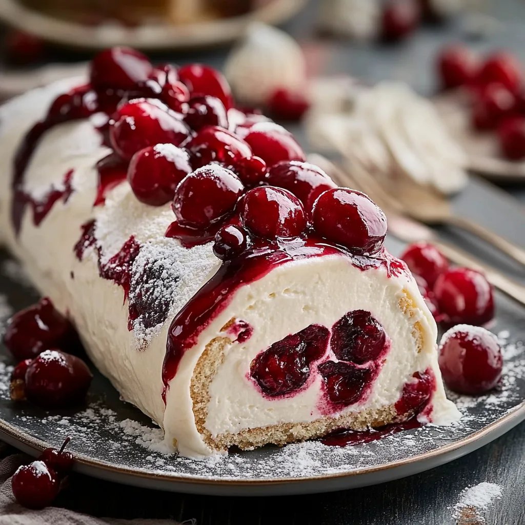 Heavenly Cherry Cheesecake Cake Roll