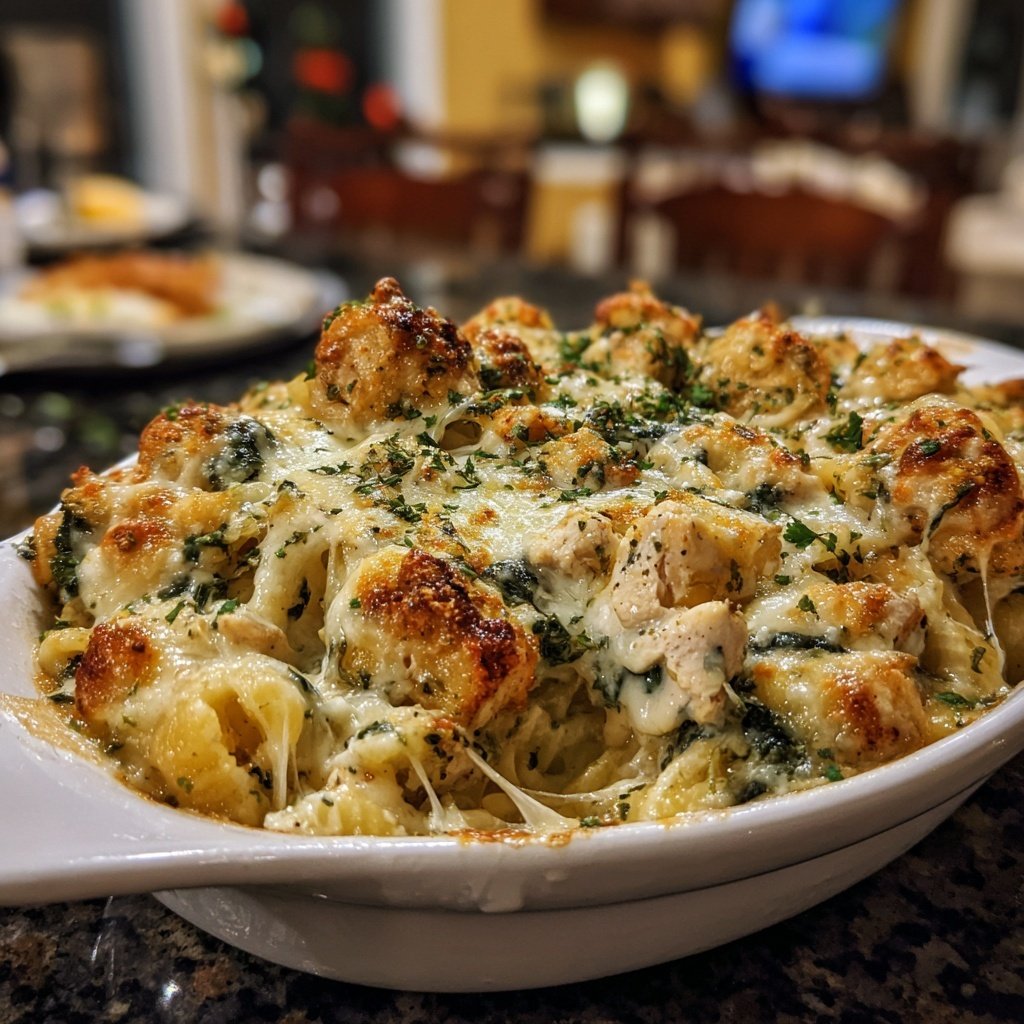 Creamy Spinach Chicken Alfredo Bake
