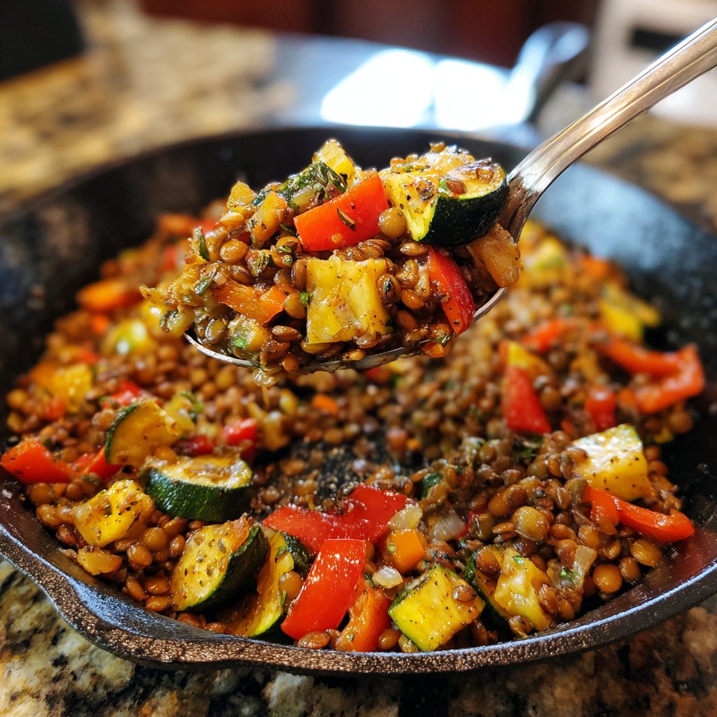 Roasted Veggie Lentil Skillet