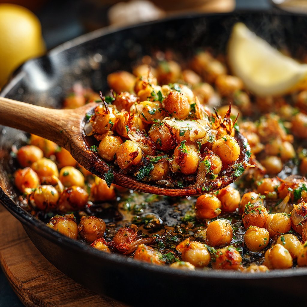 Roasted Lemon Garlic Chickpea Skillet