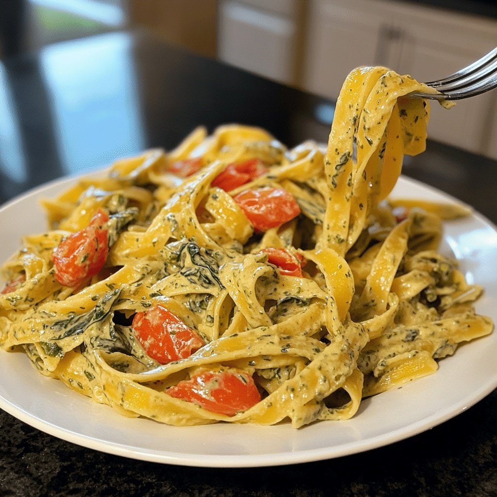 Delicious Spinach Tomato Pasta