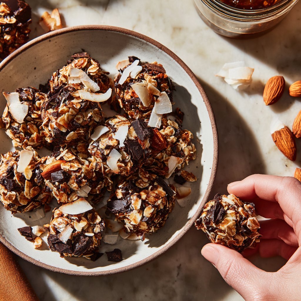 Chocolate Almond Coconut Granola Bites