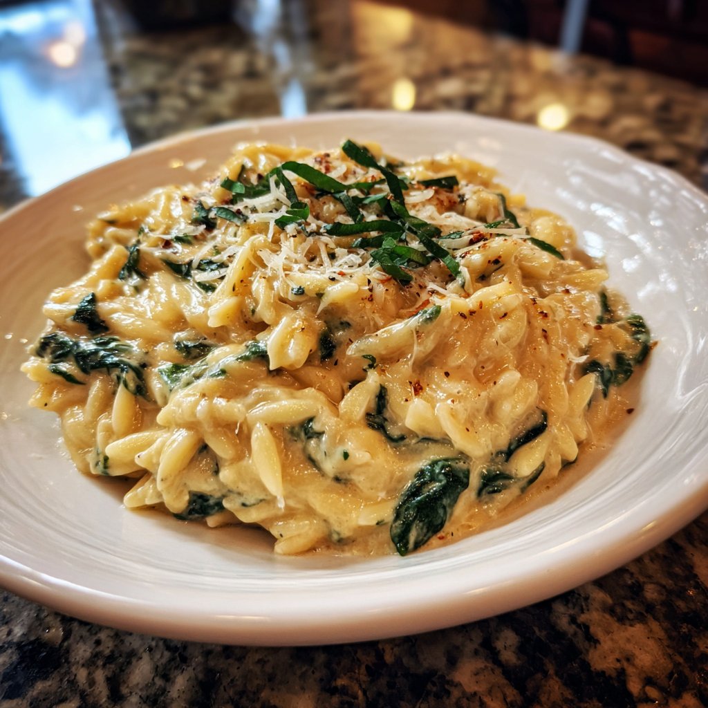 Creamy Spinach Parmesan Orzo