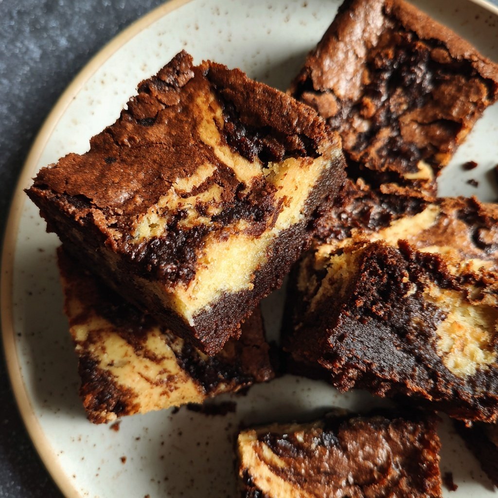 Cottage Cheese Brownies with Dark Cherry Swirl