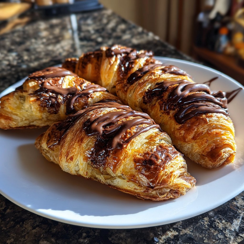 Valentines Breakfast Chocolate Croissants