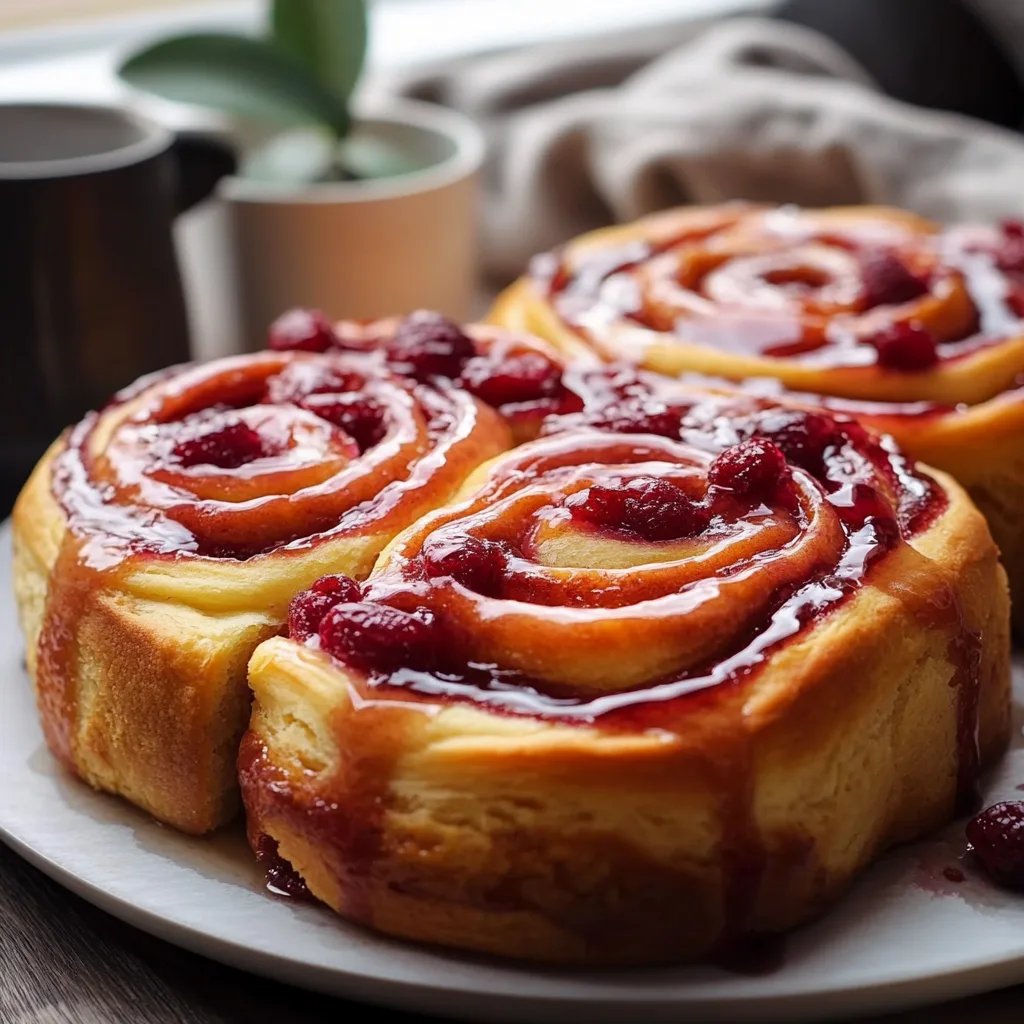 Raspberry Cinnamon Rolls with Lemon Glaze