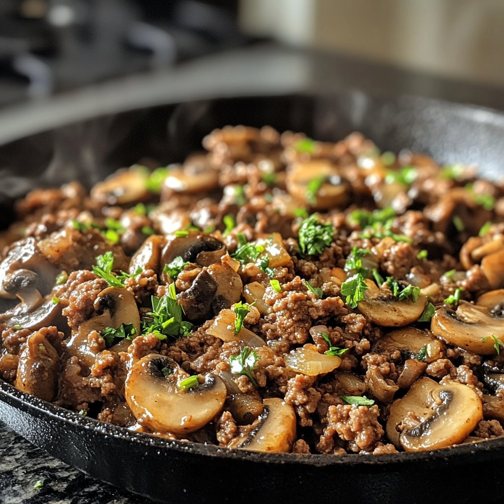 Ground Beef and Mushroom Skillet