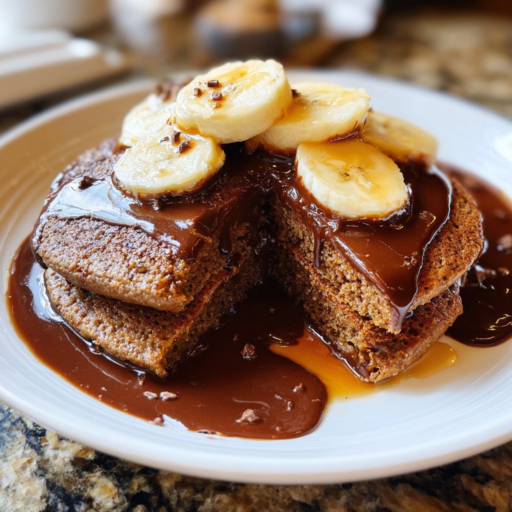 Valentines Breakfast Chocolate Banana Pancakes