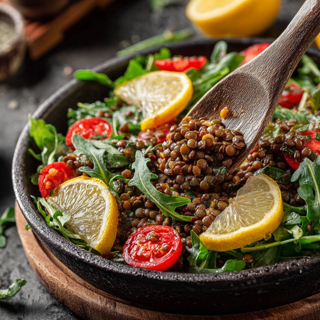 Healthy Lunch Lentil Salad with Lemon