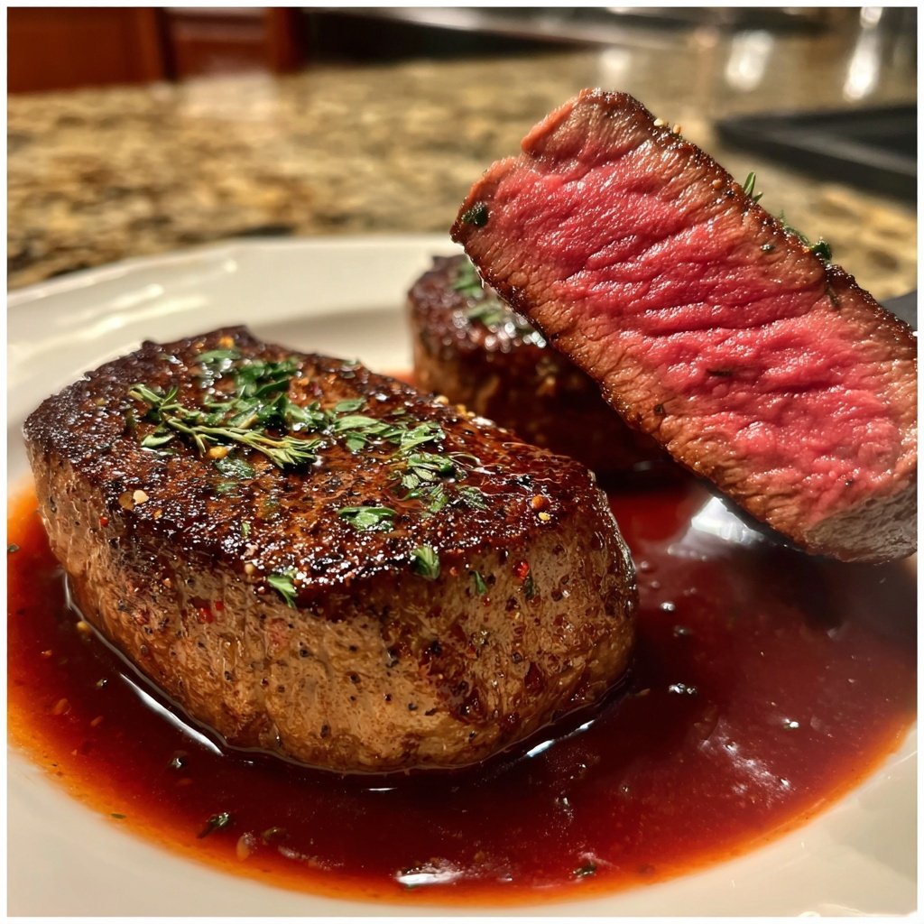 Romantic Filet Mignon with Red Wine Sauce
