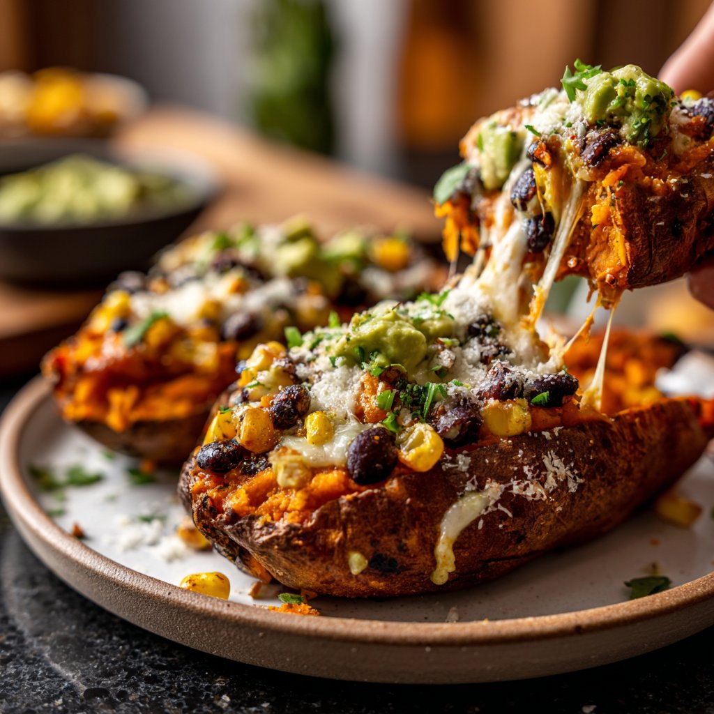 Baked Sweet Potato Veggie Boats