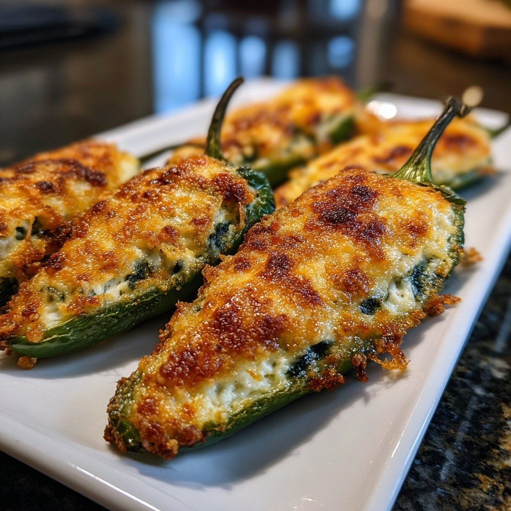 Jalapeno Poppers with Spinach Feta Filling