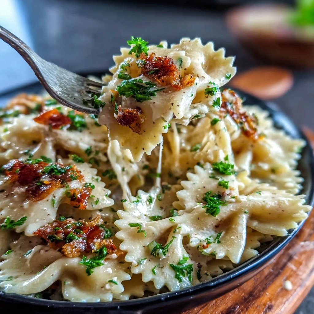 Bow Tie Pasta With Creamy Garlic Parmesan Sauce